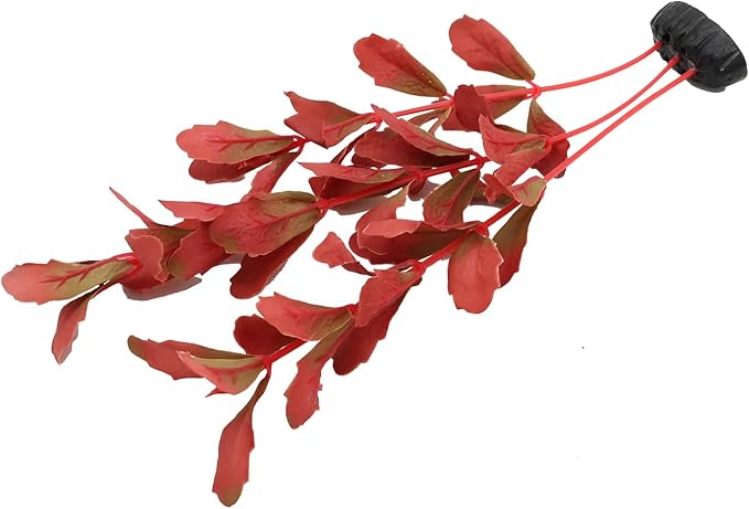 2-Pack 12 Inch Aquarium Silk Aquarium Plants, Artificial Plastic Plant for Small Tank, Goldfish, Fish Hides (Red, 12 Inch)-PurrikoPets