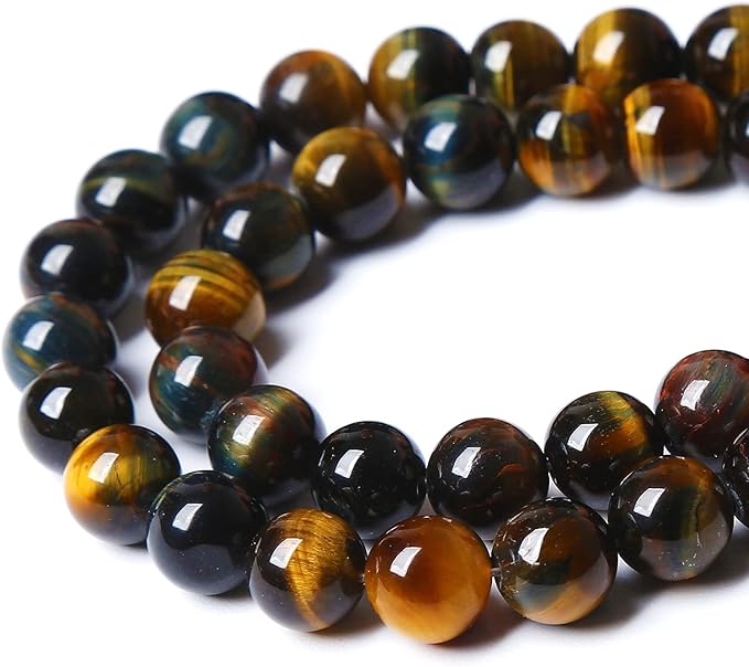 Yellow Blue Tiger Eye Beads Natural Stone Round Loose Beads Energy Gemstone Healing Power for Jewelry Making 6mm 60pcs 15"