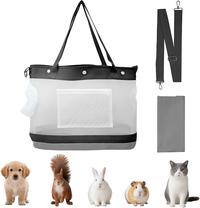 Dog Purse Carrier for Small Dogs Cat Kitty Puppy Rabbit Bunny Dog Cat Bag Carrier for Animals up to 22lbs Soft Sided Collapsible Pet Carrier Sling for Outing Travel Vet-Gray-PurrikoPets