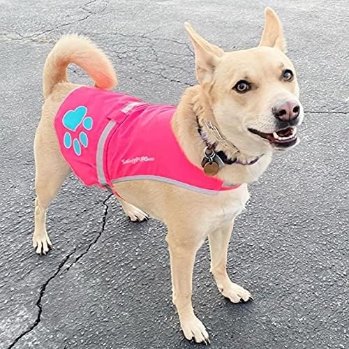 Dog Reflective Vest – Hi-Vis Fluorescent Visibility That Helps to Safeguard Your Pet On/Off Leash in Urban & Rural Areas (Pink, Medium)-PurrikoPets
