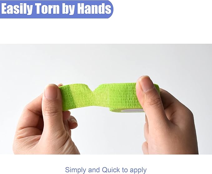 9 Pack 1" x 5 Yards Self Adhesive Bandage Wrap Self Stick Wrap for Ankle, Wrist, Finger, Sports, Breathable Cohesive Vet Tape for Pets (Grass Green)-PurrikoPets