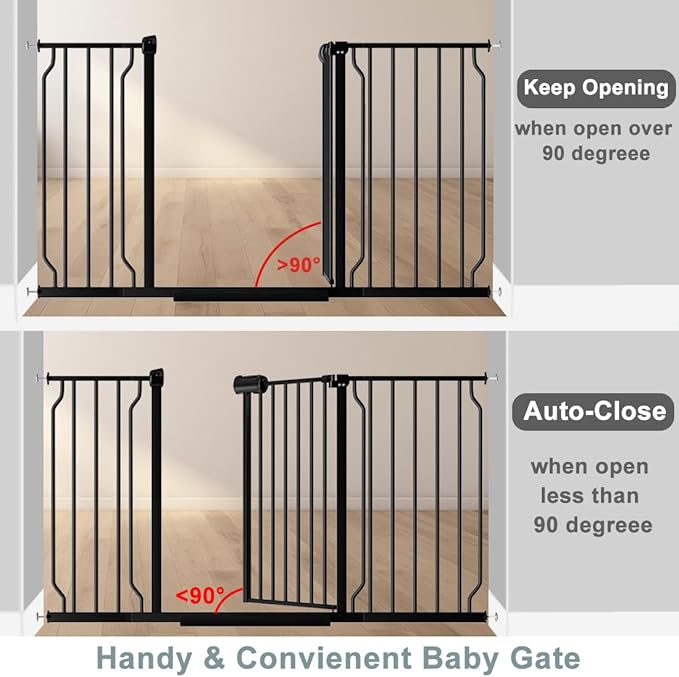 Fairy Baby Extra Wide Baby Gate 81.1-85.8 Inch Wide, Walk Through Pressure Mounted No Drill, Long and Large Tension Dog Gate for Pet and Kids-PurrikoPets