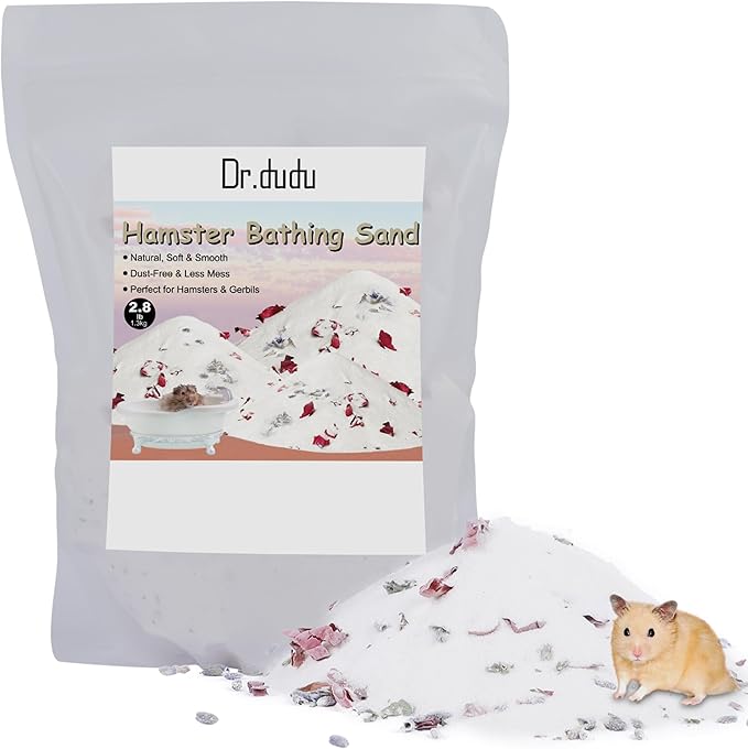 DR.DUDU Hamster Bath Sand, 2.8lb Dust Free Desert Sand or Potty Litter Sand for Hamster Chinchillas Gerbil Syrian Mice Small Animals (White, Flower Smell)-PurrikoPets