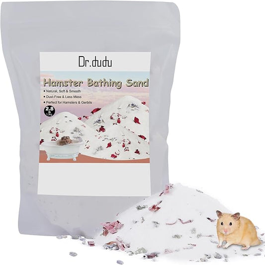 DR.DUDU Hamster Bath Sand, 2.8lb Dust Free Desert Sand or Potty Litter Sand for Hamster Chinchillas Gerbil Syrian Mice Small Animals (White, Flower Smell)-PurrikoPets