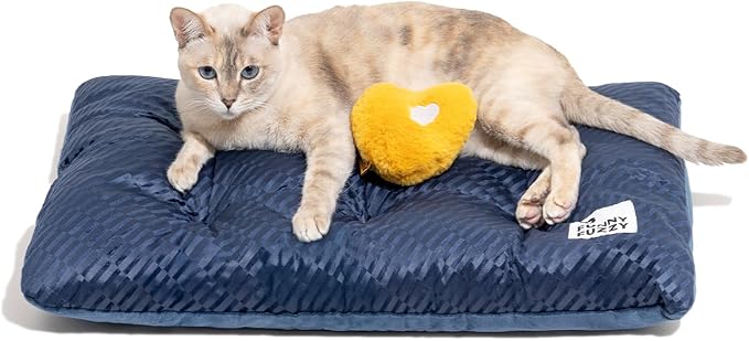 FUNNY FUZZY 2 in 1 Dog Bed Crate Pad Mat, Washable Reversible Pet Floor Mats,Fluffy Kennel Pad for Small Large Sized Dog,Indoor Cats,Sleeping Mattress, 23.6" × 17.9", Midnight Blue-PurrikoPets