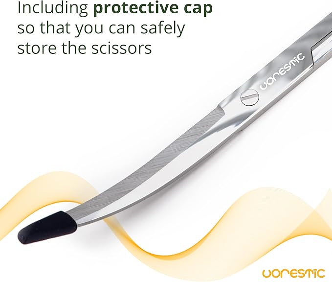 2PCS 15" Curved Aquarium Tweezers Long and 9.8" Aquarium Scissors, Feeding Tongs and Scissors with Protective Cap, Stainless Steel Aquascaping Tools for Plant Trimming and Reptile Feeding-PurrikoPets