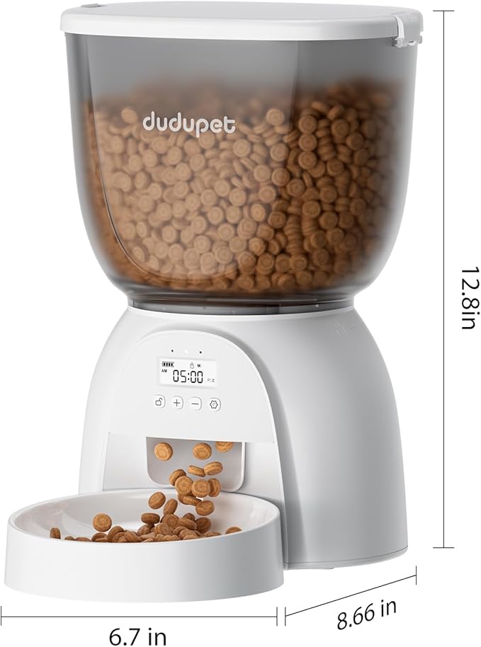 5L Automatic Cat Feeder, Timed Cat Food Dispenser, Automatic Pet Feeders Up to 6 Meal 1-20 Portion, Dual Power Supply Cats Feeder, Pet Dry Food Dispenser for Cats and Small Dogs-PurrikoPets