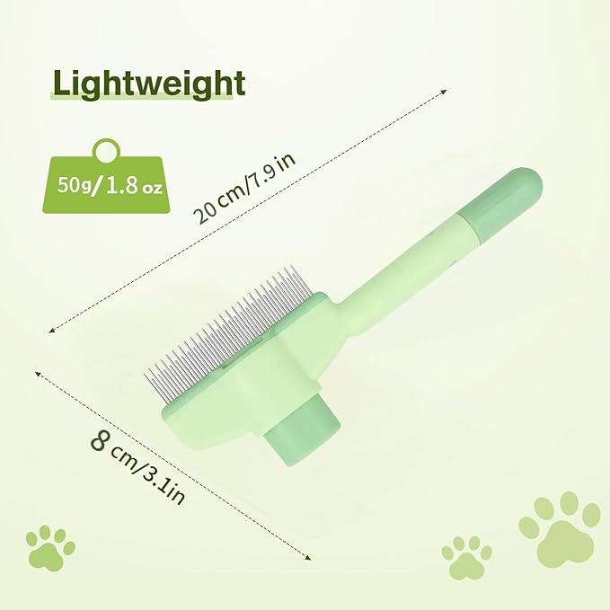 2PCS Self CleaningPetComb Grooming Brush,PetComb for Dogs & Cats, Brush for Cats, Cat dog comb Pet Grooming for Massaging and Cleaning Shedding Hair (Green+Yellow)-PurrikoPets