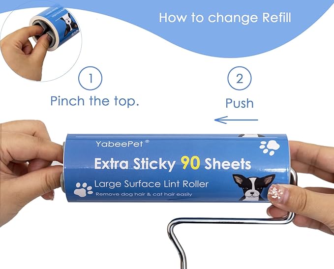 Extra Sticky Large Surface Lint Roller, 6.3'' Giant Lint Roller for Pet Hair, Lint Remover Roller for Cat Hair, Clothes, Furniture, 1 Handle + 270 Sheets, with Dust-Proof Case-PurrikoPets