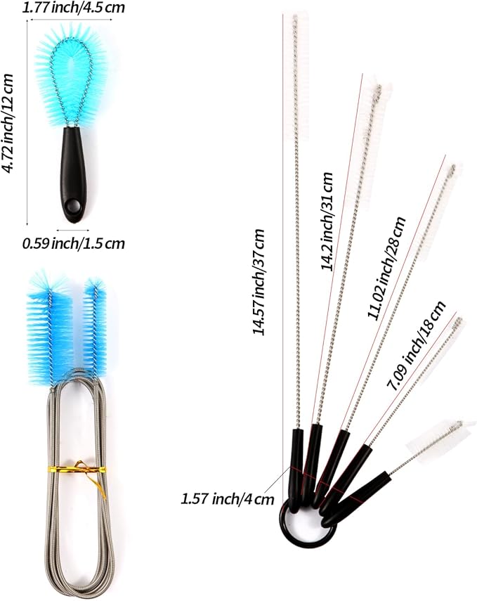 11 in 1 Fish Tank Aquarium Cleaning Brush Kit,Aquarium brushSutiable for Acrylic Fish Tank, and Plastic Fish Tank,Glass Fish Tank,Non Rusting,Fish Tank Cleaning Tools-PurrikoPets