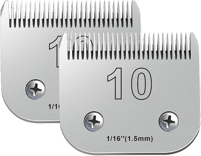 2PCS 10 Blades Dog Grooming Blades Compatible with Andis,Oster A5,Wahl km10 Dog Clippers,Size-#10, 1/16-Inch Cut Length (2pcs #10 (1.5mm))-PurrikoPets