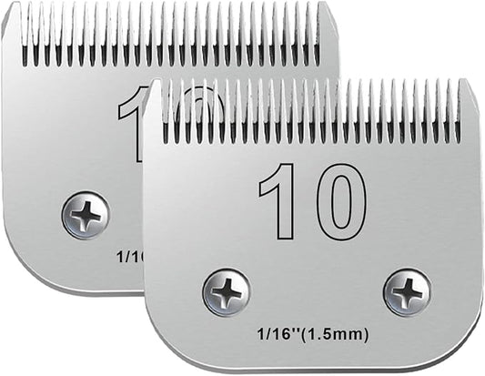 2PCS 10 Blades Dog Grooming Blades Compatible with Andis,Oster A5,Wahl km10 Dog Clippers,Size-#10, 1/16-Inch Cut Length (2pcs #10 (1.5mm))-PurrikoPets