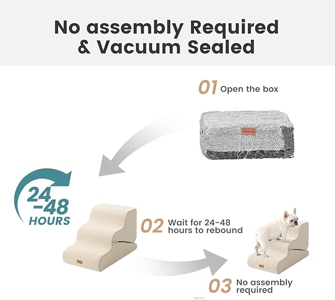 Gardner Pet Dog Stairs for Small Dogs 22.8" H, 5-Step Beige Curved Pet Stairs, Dog Steps for High Bed, Couch (24-30 in) with Durable Non-Slip Waterproof Fabric Cover and CertiPUR-US Certified Foam-PurrikoPets