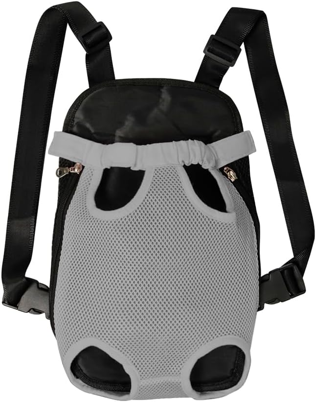 FEimaX Dog Carrier Backpack Pet Legs Out Front Cat Travel Bag, Adjustable Puppy Backpacks Carriers Hands-Free for Small Medium Dogs Cats Hiking Traveling Camping Daily Walking (Large, Grey)-PurrikoPets