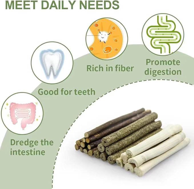 300g Guinea Pig & Rabbit Chew Toys with Apple & Timothy Sticks - Prevent Overgrown Teeth with Sweet Bamboo Treats - Ideal Rabbit Treats Included!-PurrikoPets