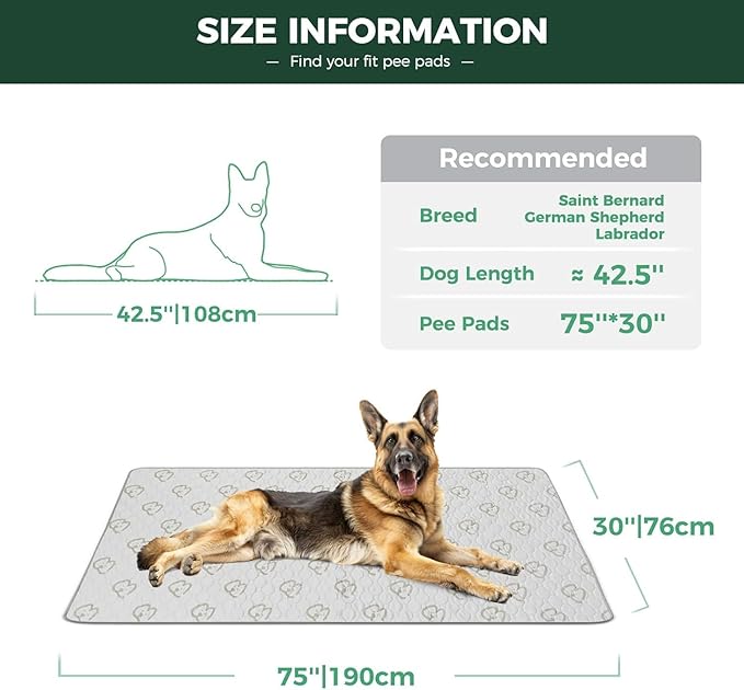FXW Washable Pee Pads for Dogs, Puppy Pads with Super Absorbent, Specifically Designed for Potty Training, 70" × 30" Rectangle, Khaki, 1 Pack-PurrikoPets