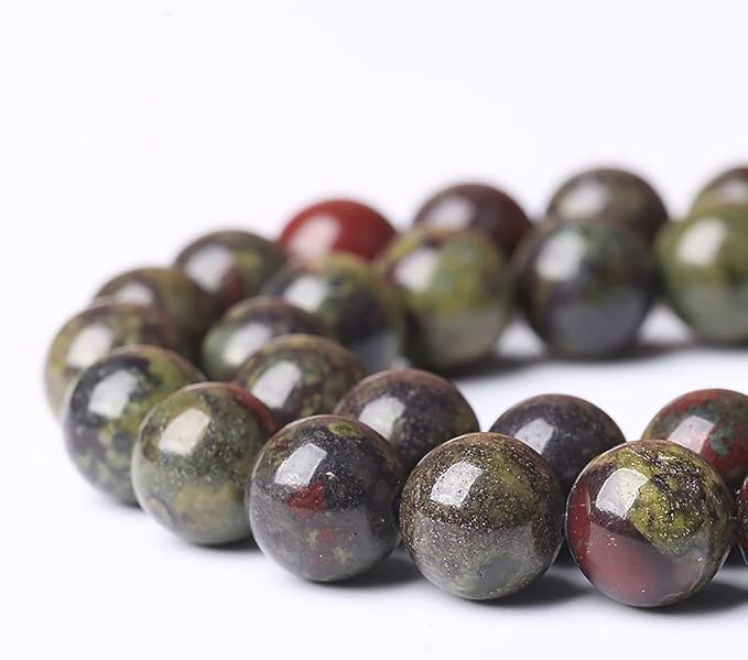 120PCS 6mm Natural Dragon Blood Jasper Beads Round Loose Energy Healing Stone Beads for Jewelry Making DIY Bracelet 32" 2 Strands