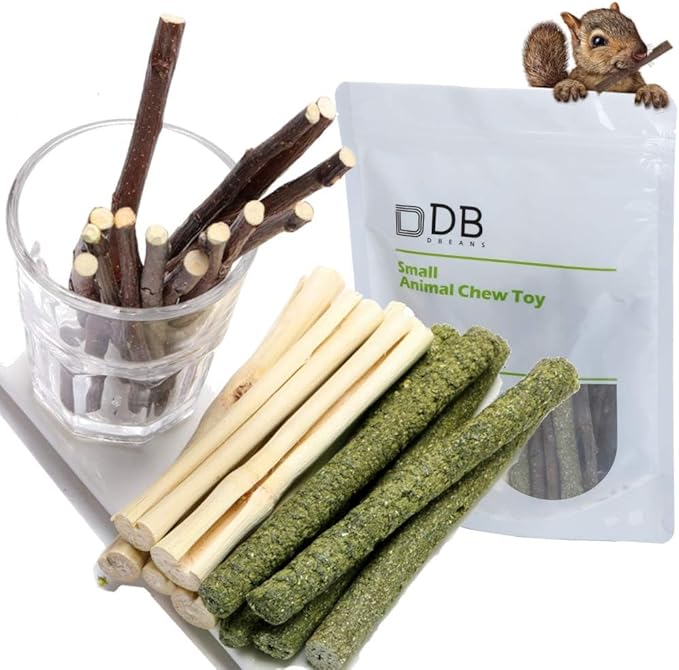 600g Guinea Pig and Rabbit Chew Toys - Sweet Bamboo and Timothy Apple Sticks for Healthy Teeth and Relaxation - Natural and Safe Guinea Pig Chew Toys-PurrikoPets