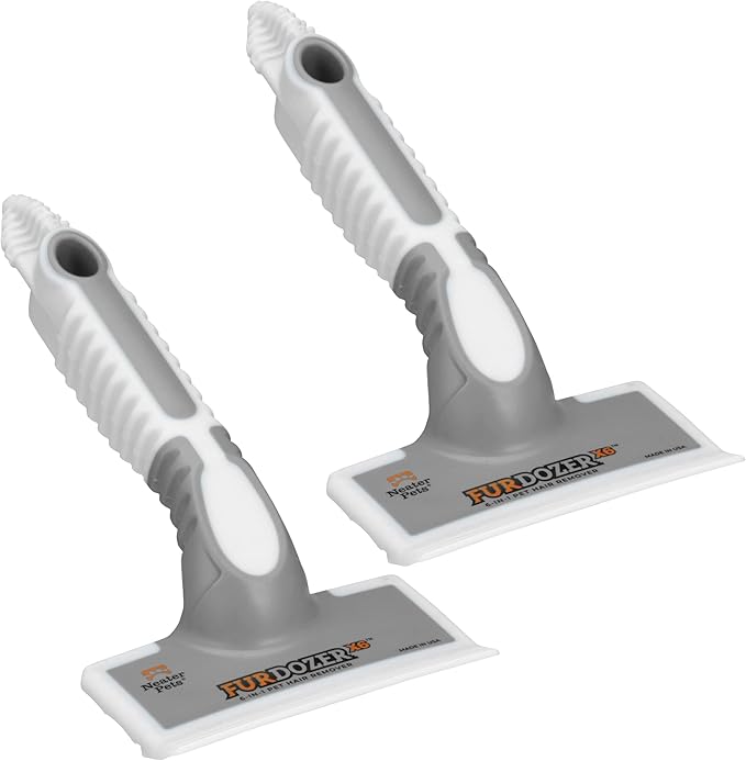 FurDozer X6 Pet Hair Remover & Auto Detailing Tool - Cat & Dog Hair Remover for Carpets, Car Interiors, Couches, Bedding, & Pet Furniture - Reusable Pet Hair Removal Tool for Fur & Lint (Grey, 2-Pack)-PurrikoPets
