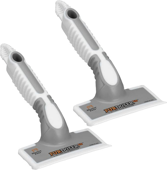 FurDozer X6 Pet Hair Remover & Auto Detailing Tool - Cat & Dog Hair Remover for Carpets, Car Interiors, Couches, Bedding, & Pet Furniture - Reusable Pet Hair Removal Tool for Fur & Lint (Grey, 2-Pack)-PurrikoPets