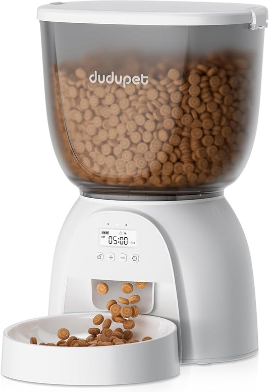 5L Automatic Cat Feeder, Timed Cat Food Dispenser, Automatic Pet Feeders Up to 6 Meal 1-20 Portion, Dual Power Supply Cats Feeder, Pet Dry Food Dispenser for Cats and Small Dogs-PurrikoPets