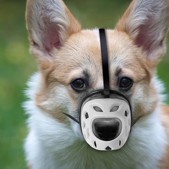 Dog Muzzle, Breathable Basket Muzzles for Small, Medium, Large and X-Large Dogs, Prevent Barking, Biting, Chewing Dog Mouth Cover Gray-PurrikoPets