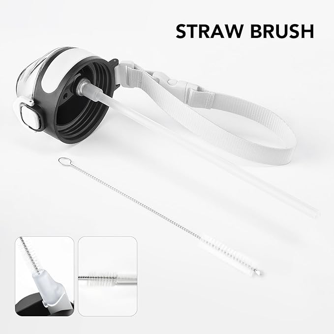 Enerbone 32 oz Insulated Water Bottle, Stainless Steel Bottle with Carrying Strap, Double-Wall Vacuum Insulation Design, Leakproof Sports Bottle with Straw, Keep Drinks Cold or Hot for Hours-PurrikoPets