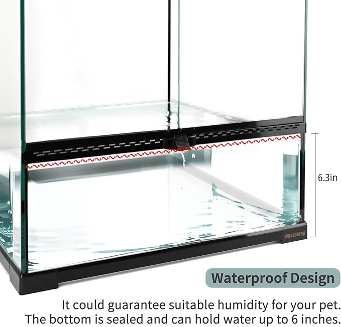 30 Gallon Tall Reptile Glass Tank Terrarium 18"x18"x24" Large Habitat Enclosure for Gecko,Lizard,Chameleon,Frog,Snake,No Install Needed and Come with Tank Background-PurrikoPets