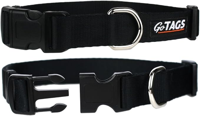GoTags Dog Collars, Durable Solid Nylon Dog Collars in 5 Color Options and 4 Adjustable Sizes for Puppy and Dogs Extra Small, Small, Medium or Large-PurrikoPets