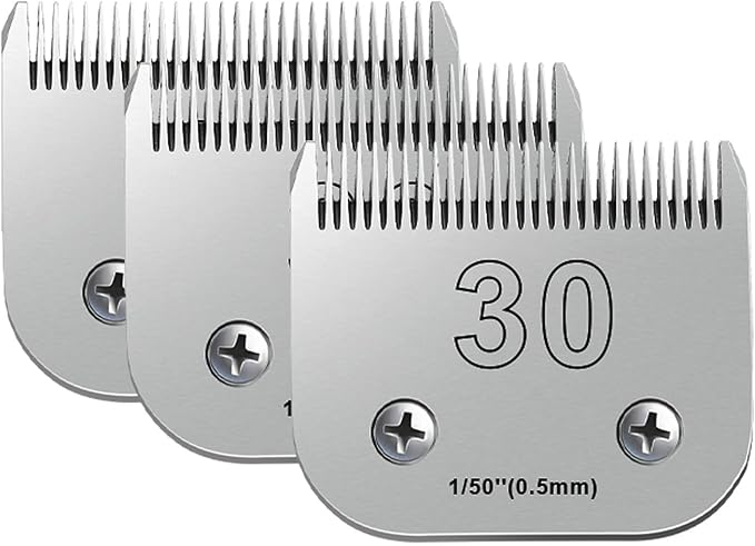 30 Blades for Dog Grooming Blades Compatible with Andis,Oster A5,Wahl km10 Dog Clippers,Size-#30, 1/50-Inch Cut Length (0.5mm)(3pcs #30)-PurrikoPets