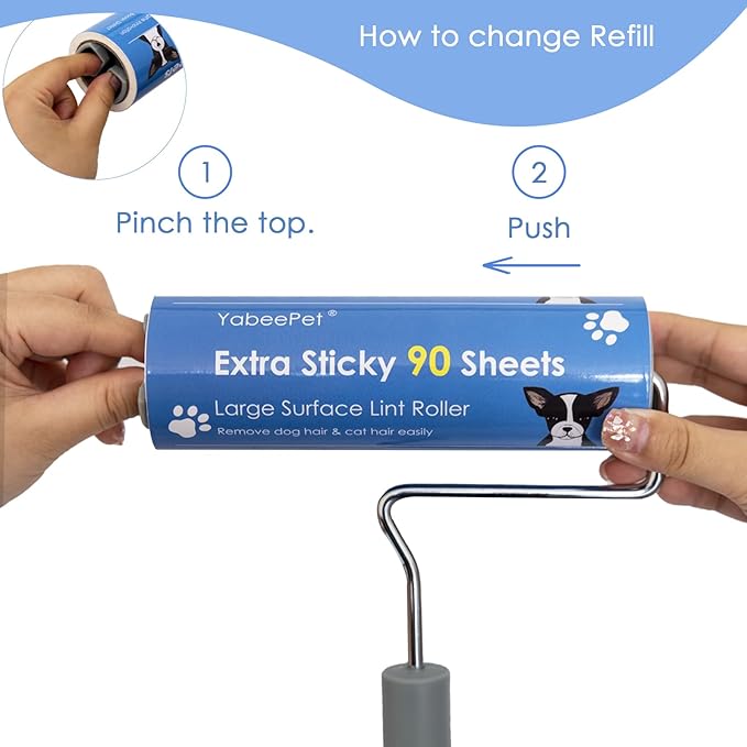 Extra Sticky Large Lint Roller Refills, 6.3'' Giant Lint Roller Refills for Pet Hair, Clothes&Furniture Cleaning, 540 Sheets in Total-PurrikoPets