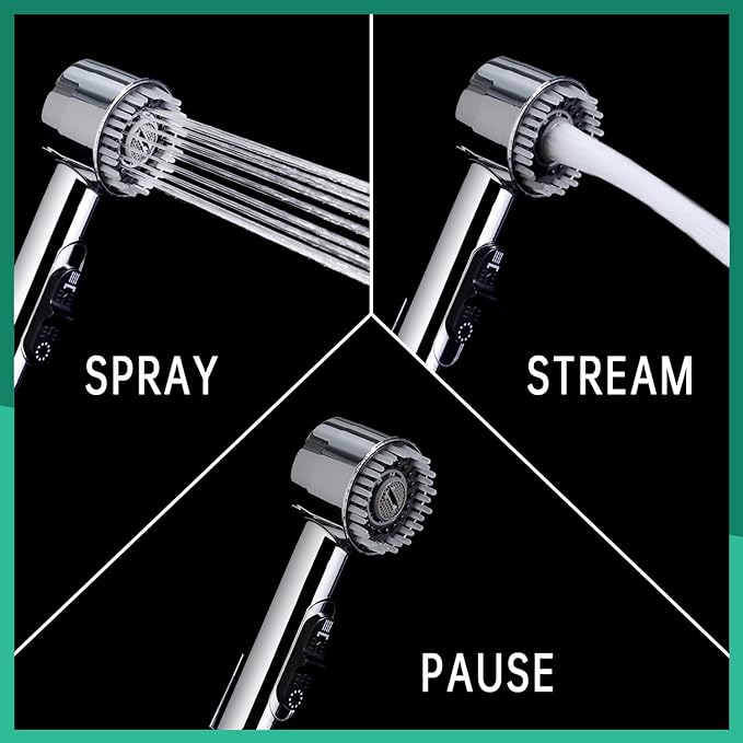 3 Mode Dog Shower Attachment, High Pressure Handheld Sprayer with ON/OFF Switch, G1/2" Metal Shower Diverter, 100 Inches Stainless Steel Hose, No Drill Hook, for Indoor Pet Bathing and Washing-PurrikoPets