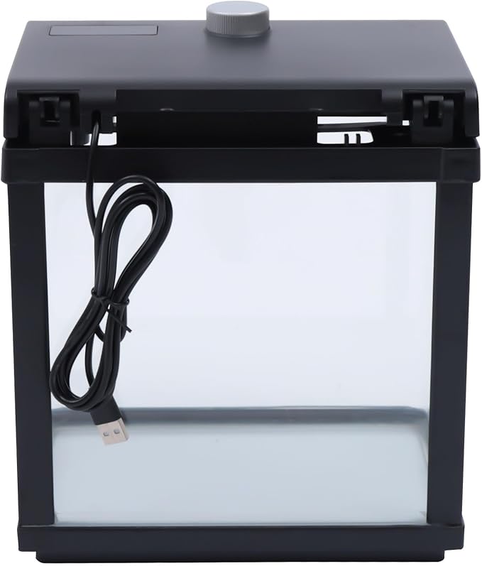 1.5 Gallon Fish Tank Starter Kits, Low Noise Betta Fish Tank with Fil-TER LED Light Submersible Pu-mp, Glass Small Fish Tank Smart Aquarium kit with Dimmer Button Water Temperature Display-PurrikoPets