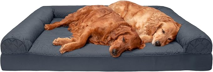 Furhaven Orthopedic Dog Bed for Large Dogs w/ Removable Bolsters & Washable Cover, For Dogs Up to 125 lbs - Quilted Sofa - Iron Gray, Jumbo Plus/XXL-PurrikoPets
