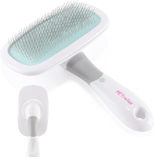 360°Rotating Dog and Cat Brush with Soft Pins Gentle Slicker Brush for Small Dogs Puppies Yorkies Poodles Cats Removes Loose Fur-PurrikoPets