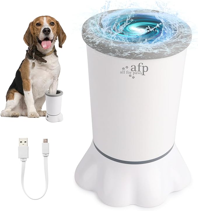 ALL FOR PAWS Low Noise Automatic Dog Paw Cleaner Electric Dog Paw Washer Cup for Dog Muddy Claws, USB Rechargeable Pet Foot Washer for Small and Medium-Sized Dogs-PurrikoPets