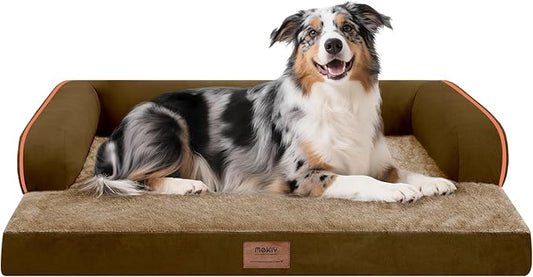 Extra Large Dog Bed-Orthopedic Waterproof XL Dog Bed for XLarge Extra Big Dogs - Foam Couch Sofa Washable with Removable Cover-Brown-PurrikoPets