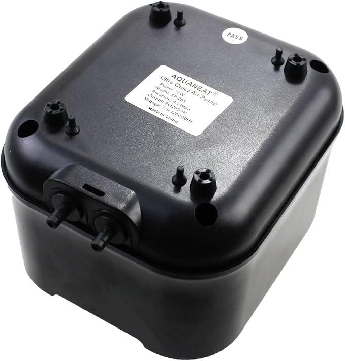 AQUANEAT Powerful Aquarium Air Pump, 250GPH, 10W, Dual Outlets, for up to 300 Gallon Fish Tank, Super Quiet Oxygen Aerator with Gang Valves, Adjustable Hydroponic Air Bubbler Pump-PurrikoPets