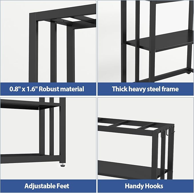 30.7" W x 13" Inch for 20-29 Gallon Long Fish Tank Stand With Storage Shelf, Aquarium Stand With Hooks,Heavy Duty Metal Turtle Reptile Tank Stand, Easy Assemble-PurrikoPets