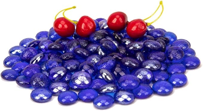 18 LB Fire Glass Beads Fireglass Drops for Gas Fire Pit Fireplace Cobalt Blue Luster Reflective Decorative Glass Gems Rocks Pebbles Stone for Vase Fillers Aquarium Fish Tank Decoration (Cobalt Blue)-PurrikoPets