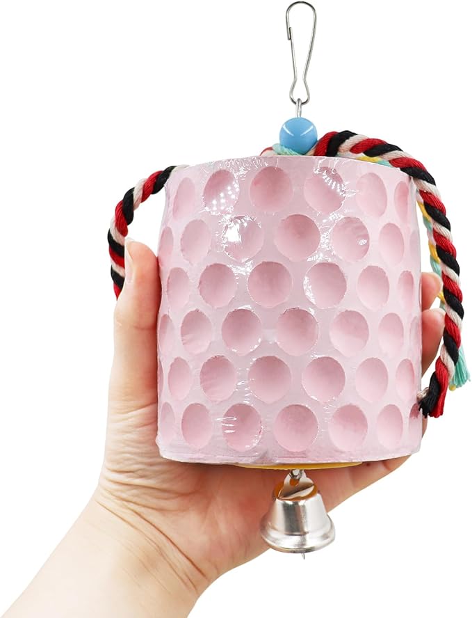 Extra Large Bird Chewing Toy, Parrot Beak Grinding Calcium Stone with Bells, Bird Cage Accessories, Cage Toys for Cockatiel Parakeet Parrot Budgies Rat Hamster Chinchilla Rabbit Bunny African Grey-PurrikoPets