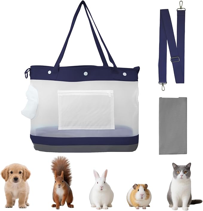 Dog Purse Carrier for Small Dogs Cat Kitty Puppy Rabbit Bunny Dog Cat Bag Carrier for Animals up to 22lbs Soft Sided, Collapsible Pet Carrier Sling for Outing Travel Vet-Dark Blue-PurrikoPets