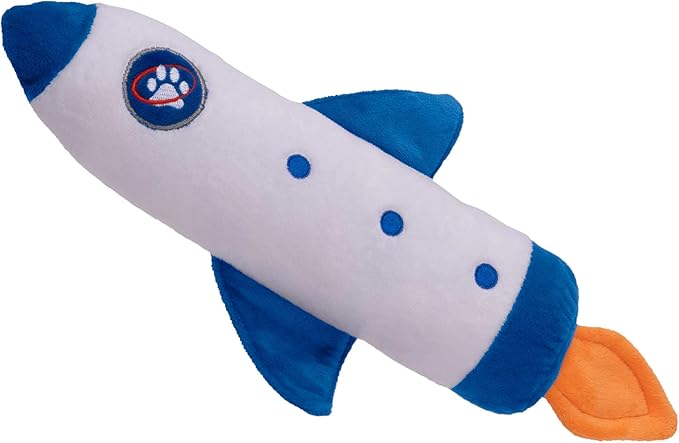 Furhaven Plush Cat Toy w/ Catnip for Indoor Cats, Washable & Durable w/ Refillable Catnip Pocket - Rocket Kicker Plush Toy - White/Blue, One Size-PurrikoPets