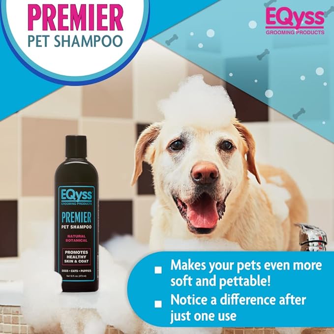 EQyss Premier Pet Shampoo - Cleanses & Moisturizes Coat, Adds Volume, Intensifies Colors, Residue-free Finish - For All Dogs, Cats, Puppies (16 oz)-PurrikoPets
