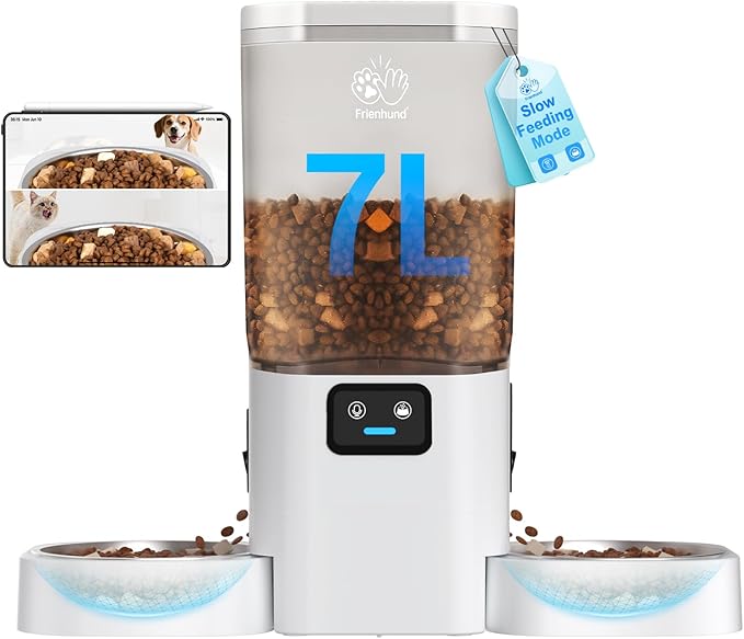 5G WiFi Automatic Cat Feeder with Two HD Camera: 7L Automatic Dog Feeder with Night Vision, Auto Cat Food Dispenser for Multiple Pet, Detachable for Easy Cleaning - 29 Cup-PurrikoPets