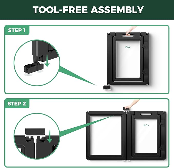 FXW AuraSpace Acrylic Indoor Unleashed Dog Playpen for Small and Medium Dogs, 30 Inch, 16 Panels, Black-PurrikoPets