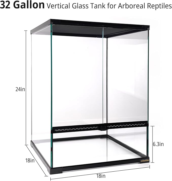 30 Gallon Tall Reptile Glass Tank Terrarium 18"x18"x24" Large Habitat Enclosure for Gecko,Lizard,Chameleon,Frog,Snake,No Install Needed and Come with Tank Background-PurrikoPets