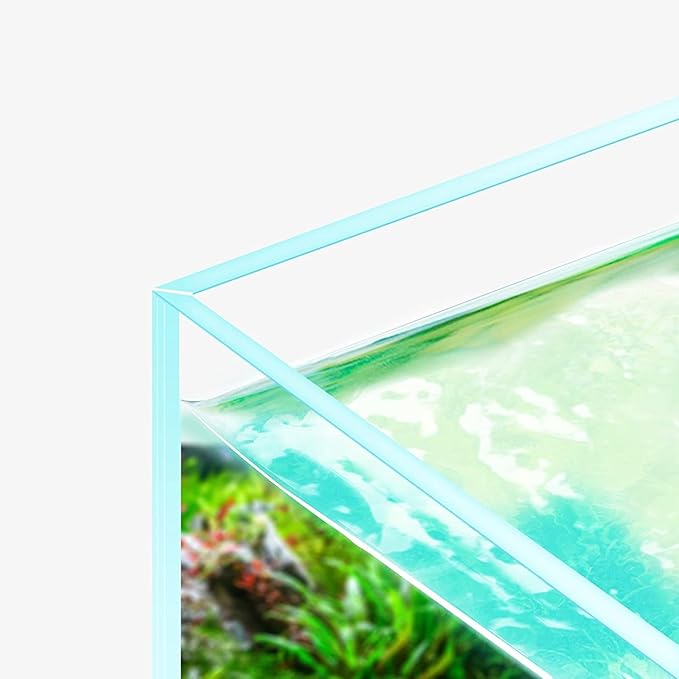 Fzone 3.8gal Shallow Rimless Low Iron Fish Tank Nova Clear Ultra-White 45° Mitered Edges Translucent Glass Anata Series Aquarium w/Black Foam Leveling Mat-PurrikoPets