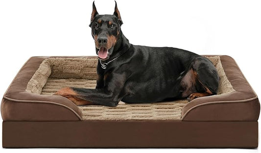 FURTIME Orthopedic Dog Bed for Extra Large Dogs - XL Waterproof Dog Sofa Bed, Ultra Comfy Supportive Foam Pet Bed with Removable Washable Cover, Jumbo Dog Bed with Nonskid Bottom-PurrikoPets