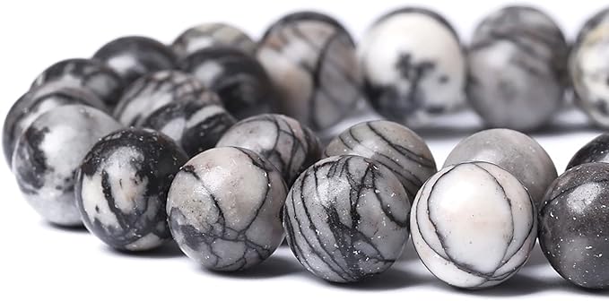 90pcs 4mm Natural Stone Beads Spider Web Stone Round Loose Spacer Energy Stone Healing Power Beads for Jewelry Making DIY Bracelet Necklace 15" (Spider Web Stone, 4mm)